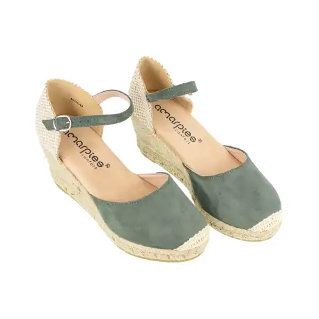 Alpargatas Con Cuña Media Verde y Pulsera al Tobillo