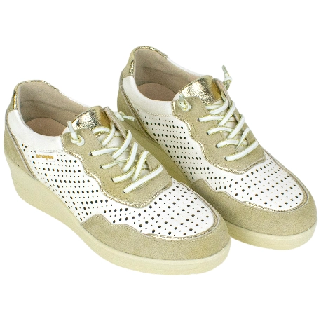 Zapatillas Casuales Piel Beis Cuña Media Elásticos Plantilla Extraíble Amarpies AMD30252