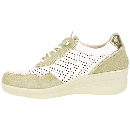Zapatillas Casuales Piel Beis Cuña Media Elásticos Plantilla Extraíble Amarpies AMD30252
