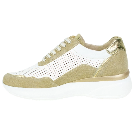 Zapatilla Urbana Piel Blanco Cuña Media Cordón y Cremallera Plantilla Extraíble Amarpies AMD30258