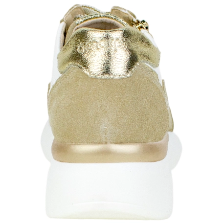 Zapatilla Urbana Piel Blanco Cuña Media Cordón y Cremallera Plantilla Extraíble Amarpies AMD30258