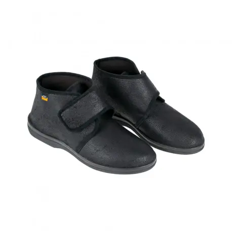 Botas de casa de invierno para hombre negras con velcro