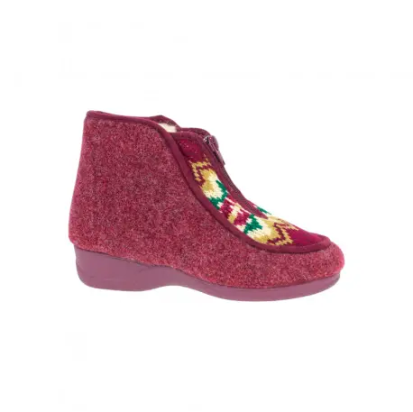 Zapatillas de Casa Bota de Mujer Invierno Granate con Cremallera Central Forro Lana Oveja Plantilla Extraible Doctor Cutillas 21674