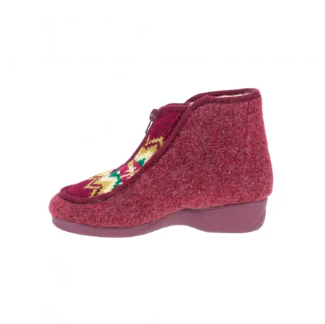 Zapatillas de Casa Bota de Mujer Invierno Granate con Cremallera Central Forro Lana Oveja Plantilla Extraible Doctor Cutillas 21674