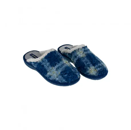 Zapatillas de Estar por Casa Mujer Invierno Abiertas Azul y Verde Ribeteado Piso Cosido Confort Flex C-350 de J. Ortega talla 41