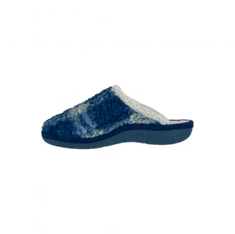 Zapatillas de Estar por Casa Mujer Invierno Abiertas Azul y Verde Ribeteado Piso Cosido Confort Flex C-350 de J. Ortega talla 41