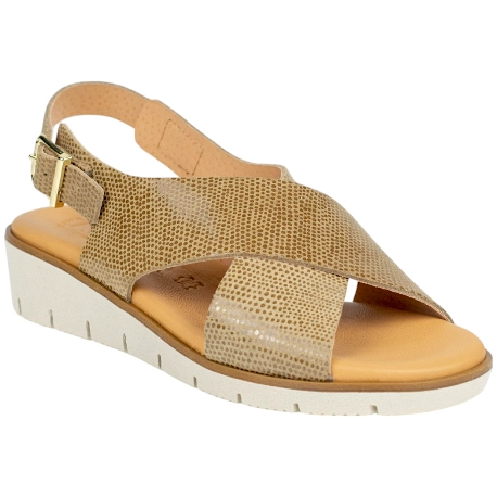 Sandalia Cómoda de Piel Marrón con Tiras Cruzadas
