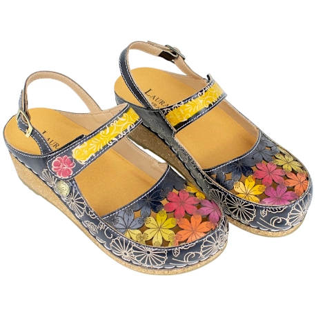Sandalias Laura Vita Piel Cuña Corcho FACSCINEO 0121