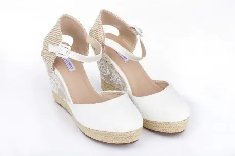 Alpargatas Altas de Esparto Blanco Para Mujer