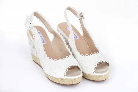 Sandalias Mandarina Mujer Cuña Alta Brocada LIDIA