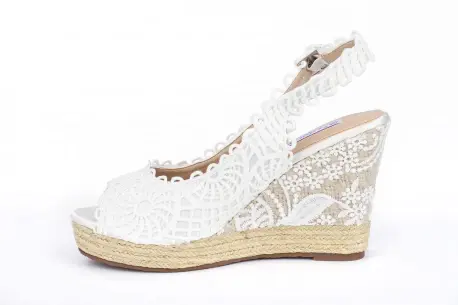 Sandalias Mandarina Mujer Cuña Alta Brocada LIDIA