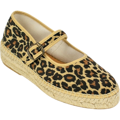 Alpargatas Plataforma de Esparto leopardo Para Mujer