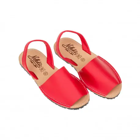 Menorquinas de Cuero Rojas para Mujer