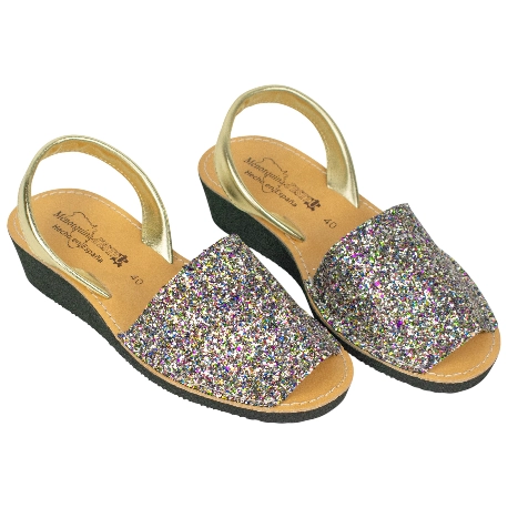 Menorquinas cuña Glitter Mujer 562