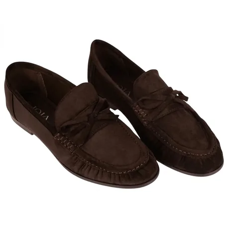 Mocasín Mujer Plano Marrón Chocolate Antelina Joia FF-81