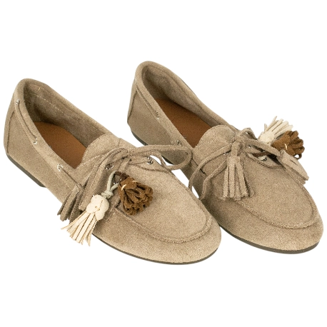 Zapato Mocasín Antelina Plano con Borlas Marquiiz 1509