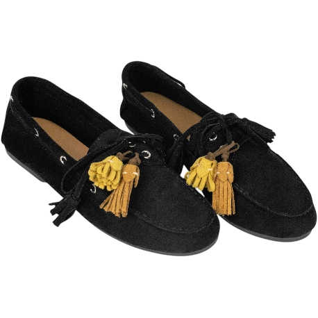 Zapato Mocasín Antelina Plano con Borlas Marquiiz 1509