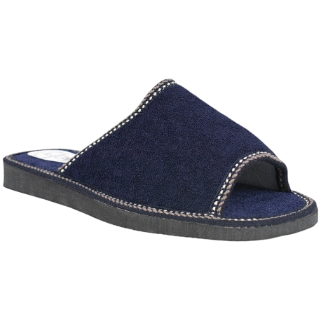 Zapatillas de casa de verano para hombre abiertas de punta azul marino de rizo