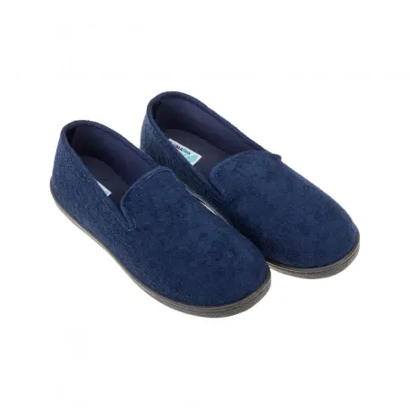 Zapatillas de casa de verano para hombre cerradas azul marino de rizo