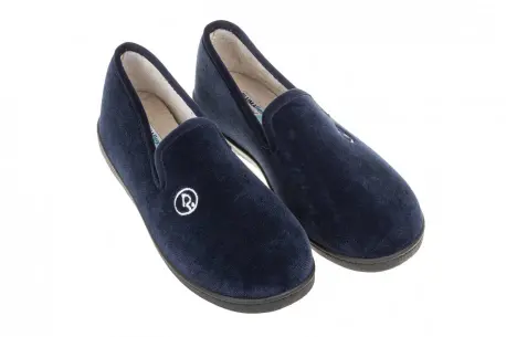 Zapatillas de casa de invierno para hombre cerradas azul marino de tejido suave