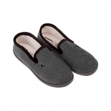 Zapatillas de casa de invierno para hombre cerradas grises de pana