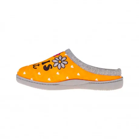 Pantufla Mujer Verano Abierta Flores Plumaflex 12317 Amarilla