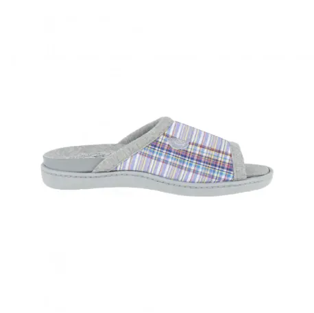 Pantufla Mujer Verano Abierta Rayas Plumaflex 12405 Azul