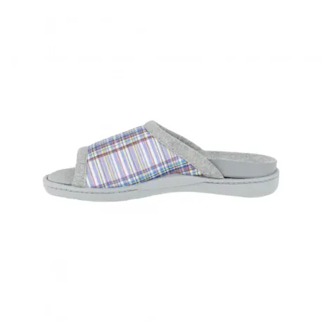 Pantufla Mujer Verano Abierta Rayas Plumaflex 12405 Azul