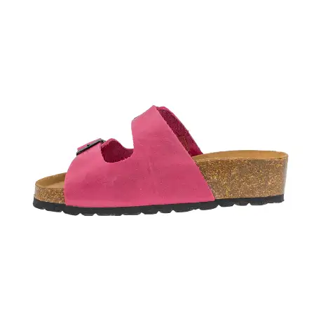 Sandalias Bio de Piel para Mujer con Doble Hebilla y Cuña de Corcho - Suver 130015