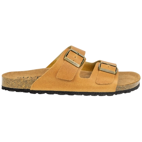 Sandalia Dos Hebillas Piel Hombre Plana Suver 520015 C