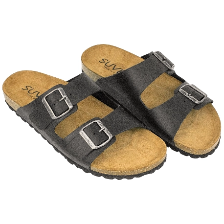 Sandalia Dos Hebillas Piel Hombre Plana Suver 520015 C