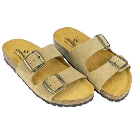 Sandalia Dos Hebillas Piel Serraje Hombre Sevillas A6190