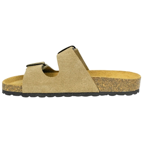 Sandalia Dos Hebillas Piel Serraje Mujer Plana Sevillas  A 61904