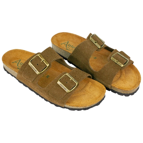 Sandalia Bio Doble Hebilla Piel Serraje Autenti 3195