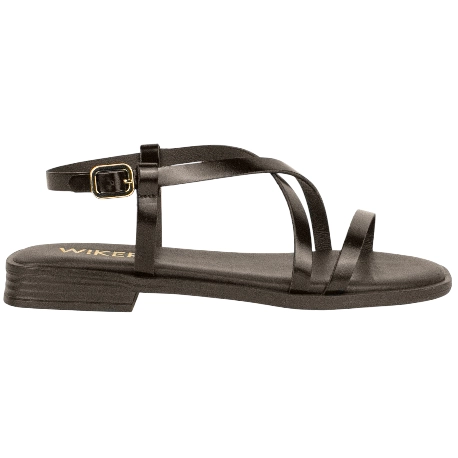 Sandalia Piel Tiras Finas Plantilla Gel Plana Wikers T 162835