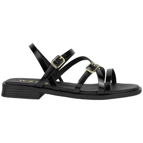 Sandalia Piel Tiras Finas con Hebillas Plantilla Gel Plana Wikers T-162836