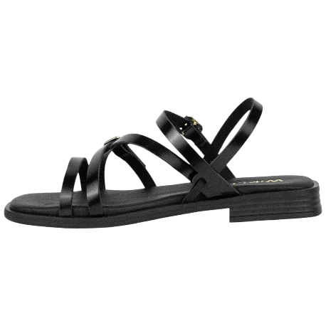 Sandalia Piel Tiras Finas con Hebillas Plantilla Gel Plana Wikers T-162836