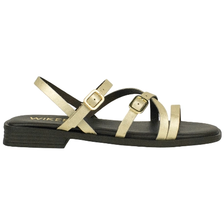 Sandalia Piel Tiras Finas con Hebillas Plantilla Gel Plana Wikers T-162836
