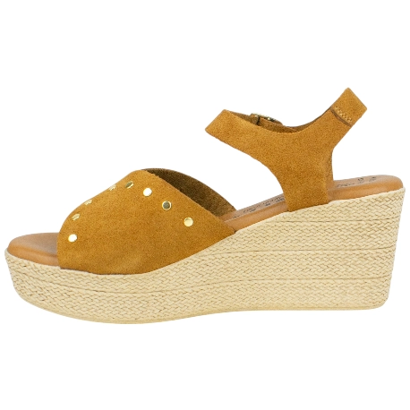 Sandalia Cuña Alta Piel Corte Mariposa con Tachas plantilla de gel KMN 56643
