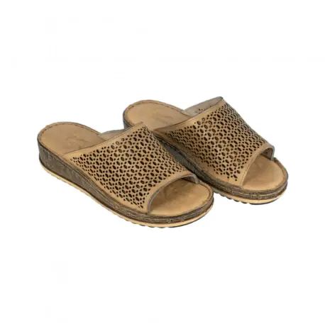 Zueco de Piel Cómodo Mujer Marrón