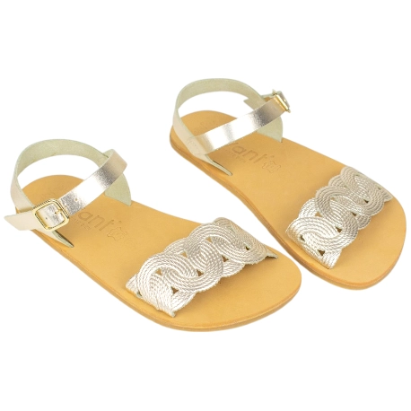 Sandalias Barefoot Mujer Piel  Trenzada Platino Metalizado - Vivant v-8100