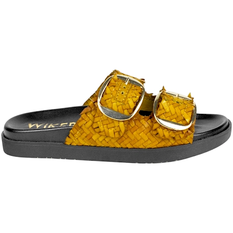 Sandalias Bio de Piel Trenzada Wikers para Mujer con Doble Hebilla - R-64787