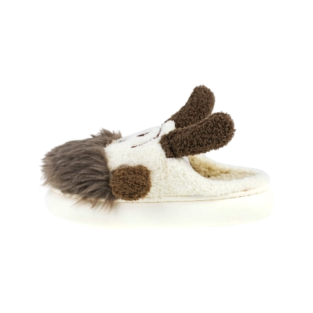 Pantuflas de Mujer y niña Invierno Abiertas Beis Dibujo Perro D006cehdjxt