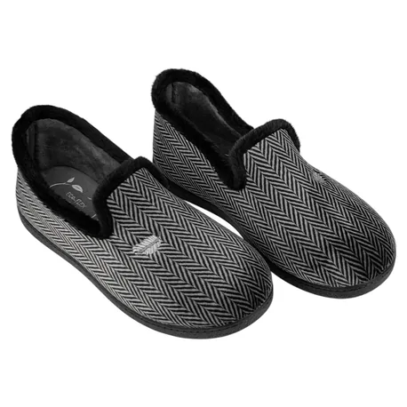 Zapatilla Cerrada Estampado Negro a Rayas Plana Eco-Flex 12027