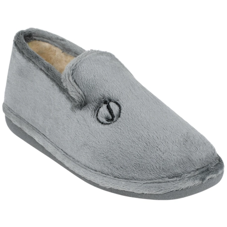 Zapatillas de casa cerradas para hombre grises de pelo suave