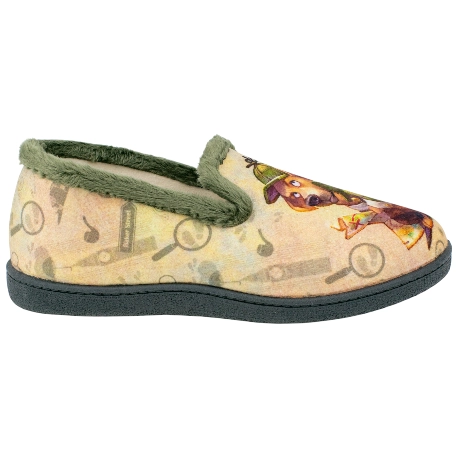 Zapatilla Casa Plumaflex Plana Cerrada Verde Holmes 12228