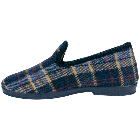 Zapatilla Cerrada Paño a Cuadros Azul Marino para Mujer 91