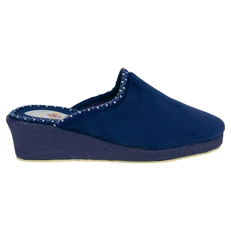 Zapatilla Descalza Cuña Azul Marino Ribete Alcalde 8500 Invierno