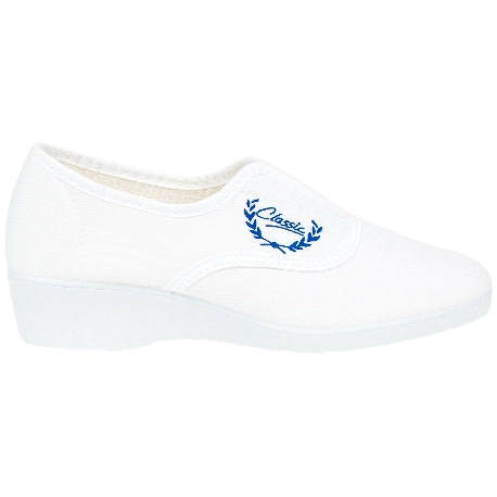 Zapatilla Blanca Mujer Cerrada Cuña Media Calle 7000