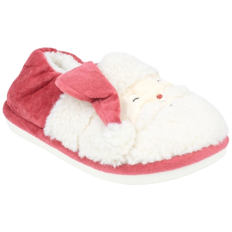 Zapatillas de casa de invierno para hombre cerradas blancas y rojas de Papá Noel